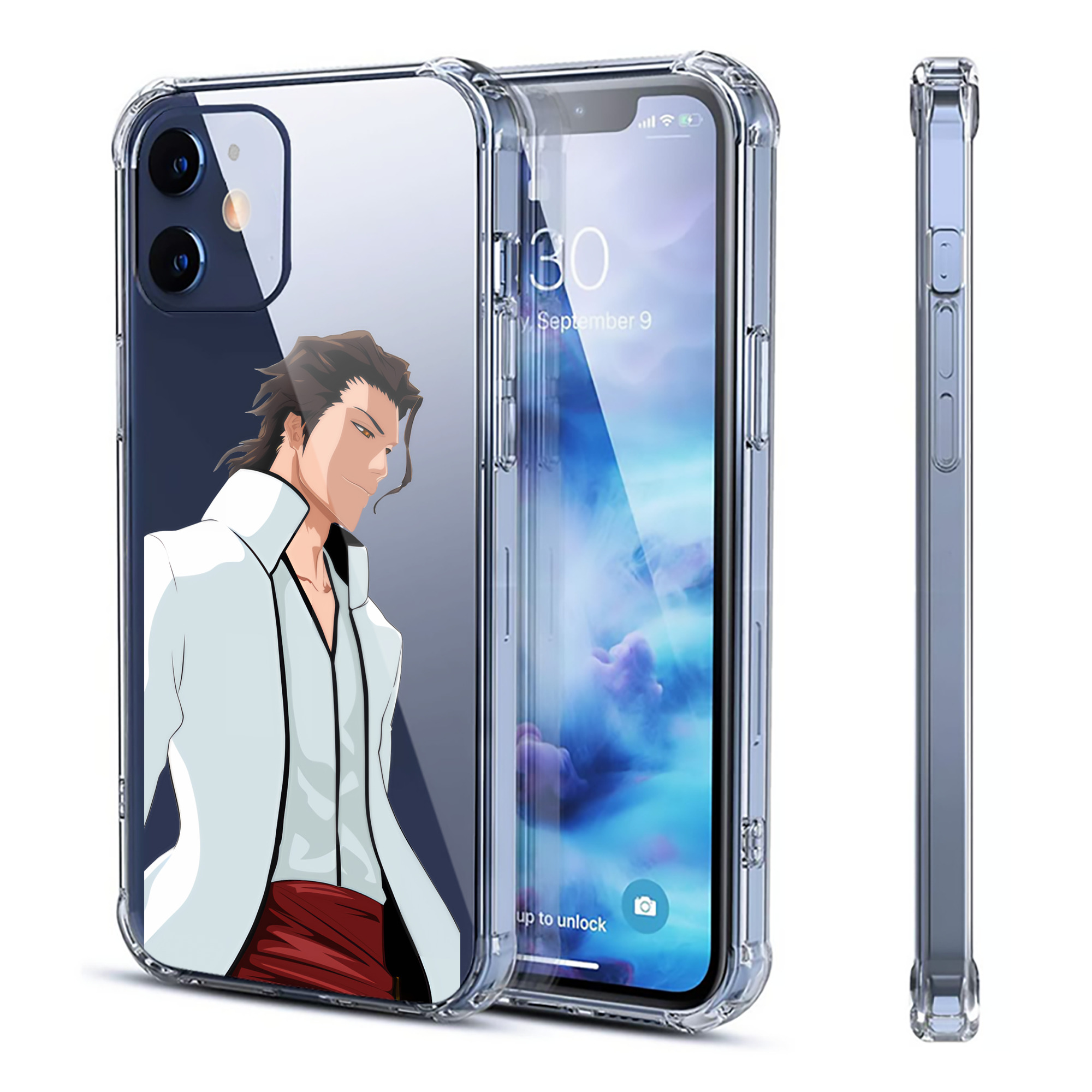 （画像用） ブリーチ 藍染 惣右介（あいぜん そうすけ） BLEACH Aizen Sousuke 【iPhone 12シリーズ対応】透明スマホケース（クリアソフトケース）